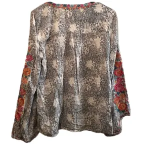 Savannah Jane Embroidered Boho Leopard Long Sleeve Blouse Size Large‎ thumbnail 10