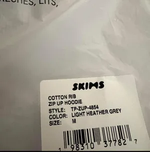 Skims cotton rib zip up hoodie Color light heather gray thumbnail 3
