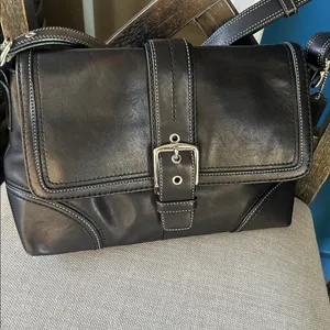 Coach Hampton elegant black leather buckle bag y2k F1260 hobo thumbnail 15