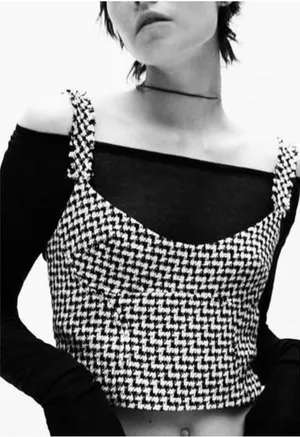 Zara |‎ Monochrome Houndstooth Tank Top | women’s Sz XS thumbnail 1