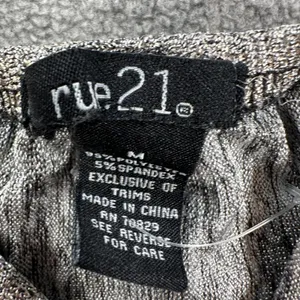 Rue 21 Silver Metallic Crop Top Size Medium V-neck Faux Wrap Spaghetti Strap Y2k thumbnail 2