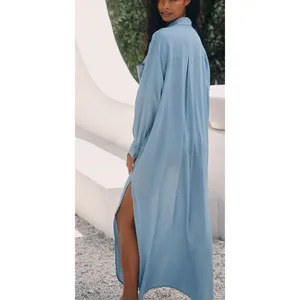 By Anthropologie Oversized Linen Button-Front Maxi Dress Sz Small Tan Orange thumbnail 7