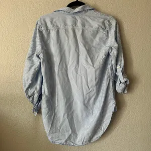 Babaton Relaxed Drapey Twill Button-up Utility Shirt Blue Stripe Size XS thumbnail 6