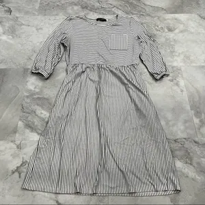 MEROKEETY Size‎ Large L Stripe Dress Casual Pockets 3/4 Sleeves thumbnail 1
