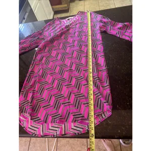 Trina Turk Dress Sz‎ 2 Women's Pink Black Silk Sheath Elegant Work Church Shirt thumbnail 6
