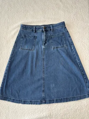Vintage 90s Liz Claiborne Patch Pocket Denim A-Line Midi Skirt size 10 #denim #midi thumbnail 2