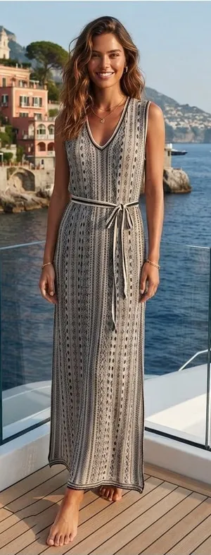 $675 NWT Maison Flâneur Italian Elegance linen/ silk blend maxi dress 42/US 6 thumbnail 1