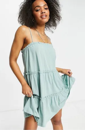 ASOS sage green ruffle sundress thumbnail 1