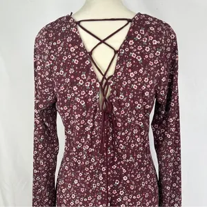 Aeropostale Dress Floral Womens Size XL Crisscross Back Long‎ Sleeve Midi Dress thumbnail 6