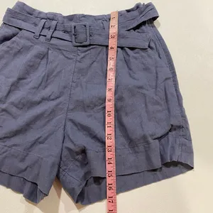 Abercrombie & Fitch Blue Linen Blend Belted Shorts Size M High Rise thumbnail 6
