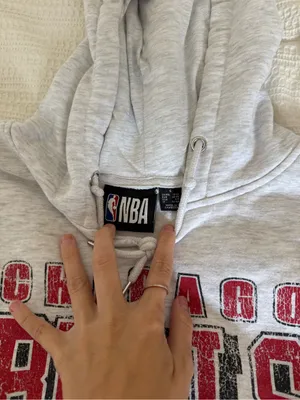 NBA Chicago Bulls Gray Crewneck Hoodie with Red Logo thumbnail 2