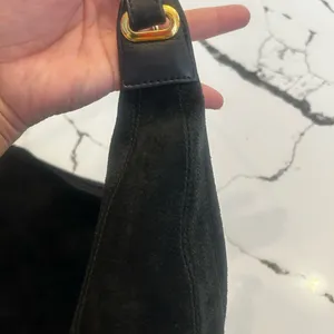 GANSON Black Suede Shoulder Bag Black thumbnail 4
