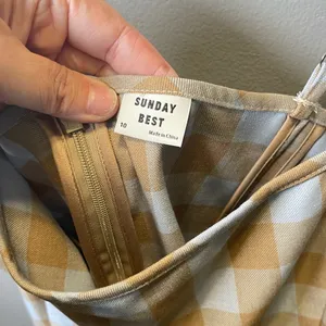 Aritzia Sunday Best NWT Shimmer Plaid Mini Bodycon Dress Blue Taupe Size 10‎ thumbnail 7