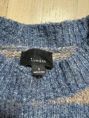 Lumiere Blue and‎ Brown Striped Grunge Distressed Knit Sweater thumbnail 2