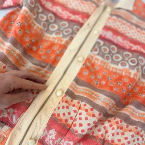 Oleg Cassini Vintage Silk Bomber Jacket Orange Geometric‎ Floral Print Small thumbnail 2