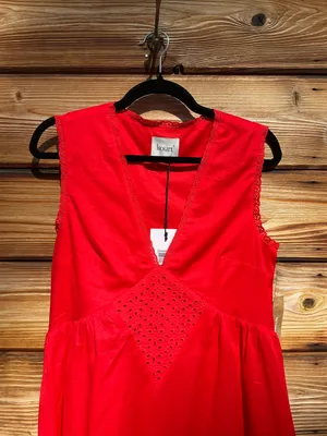 Kourt Red Size S Tatiana Cotton V Neck Mini Dress Few Moda thumbnail 6