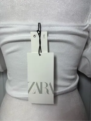 Zara White Puff Sleeve‎ Square-Neck Crop Top Size M thumbnail 5