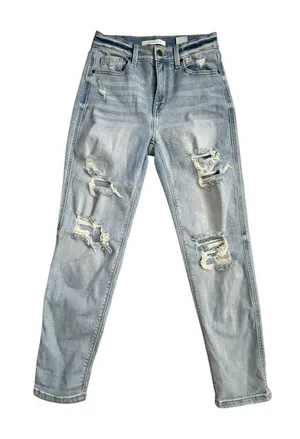 EUNINA Distressed Light Wash Ricky High Rise Boyfriend Jeans Size US Small thumbnail 1