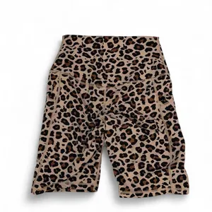 Leopard Print Biker Shorts Tan Small High Waisted‎ Athleisure Gym thumbnail 3