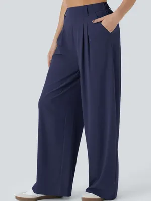 Halara Breezeful High Rise Wide Leg Palazzo Pants Size Large Tall Blue Career thumbnail 1