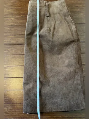 Y2K Express Women's Brown 100% Suede Leather Skirt size Medium Midi pocket Zip thumbnail 5