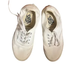 Vans Women's Authentic White Canvas Lace-Up Sneakers Size 6 thumbnail 2