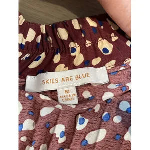 Skies Are Blue Pleated Midi Skirt Size M Deep Terra Cotta Tie Waist Elastic Back thumbnail 3