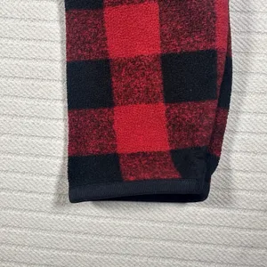 Eddie Bauer Women’s Medium Red Black Buffalo Plaid Fleece Pullover Snap Neck thumbnail 8