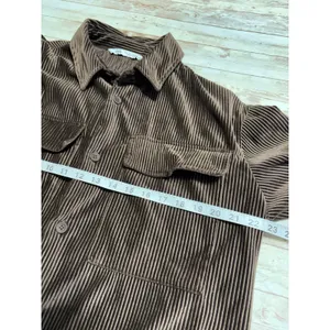 Zara Oversized Corduroy Shacket Button Down Shirt Small Chocolate Brown thumbnail 6