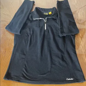 Cabelas Sweater Womens Large Black Fleece Zip Hunting Sweatshirt Jacket Midlayer thumbnail 1