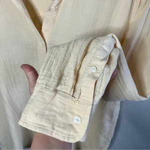 NEW Wilfred Free Sunfaded Apricot Yellow Gauzy Cotton Sail Button Down Shirt thumbnail 6