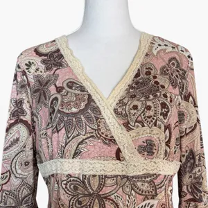 Vintage Sonora Mesh Babydoll Top Large Paisley Lace Trim Whimsigoth Fairy Grunge thumbnail 3