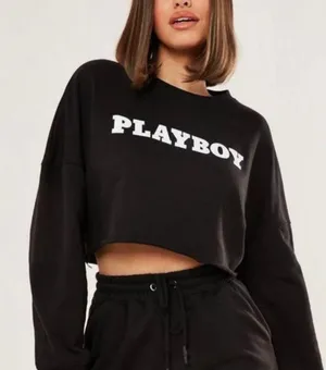 Play boy joggers and cropped crewneck set thumbnail 3