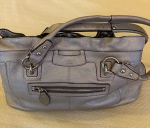 Coach Gray Leather Hand Bag Purse thumbnail 1