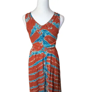 YFB Young Fabulous & Broke Sleeveless Rust‎ Orange & Blue Maxi Dress Med Tie Dye thumbnail 7