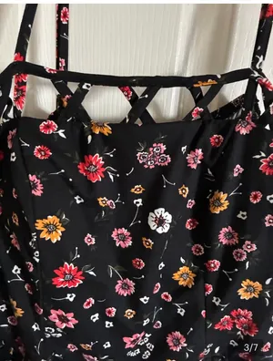 No Boundaries Black Floral Maxi Shorts Jumpsuit with Lattice Neckline thumbnail 5