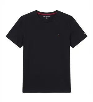 Men's Tommy Hilfiger Black Classic Fit Crew Neck Tee with Signature Flag Logo (Medium) thumbnail 1