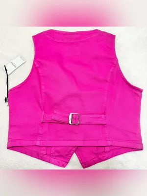 Judy Blue Pink Denim Stretchy Waistcoat Vest Size Medium thumbnail 6