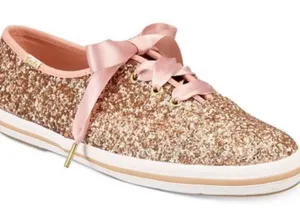 Keds x Kate Spade Champion Rose Gold Glitter Sneakers Size 9 thumbnail 1