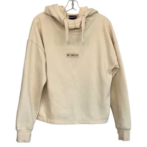 Bench Womens M Cream Cropped Pullover‎ Hoodie Sweatshirt Embroidered Logo thumbnail 2
