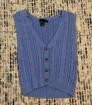 Forever 21 Button down blue sweater vest thumbnail 1