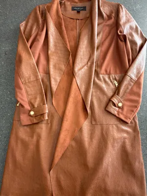 Marc New York by Andrew Marc Brown Croc-Embossed Open-Front Drape Jacket L thumbnail 7