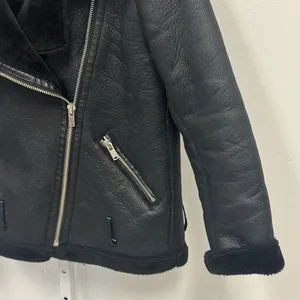 Zara‎ Blogger Favorite Faux Fur Oversized Moto Style Jacket Bomber Small Black thumbnail 7