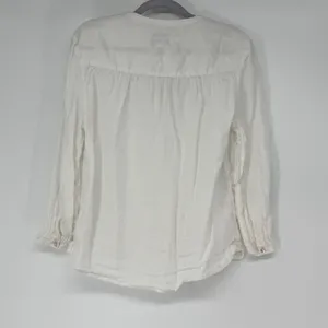 Rachel Zoe White 100% Linen Button Front Blouse Long Sleeve Top Womens Medium‎ thumbnail 2