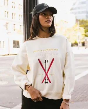 bohme Women’s Embroidered Sweatshirt Metterhorn Longsleeve Crew Neck in Beige XS thumbnail 1
