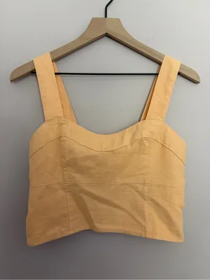 Abercrombie & Fitch Apricot Linen Blend Corset Crop Top Medium thumbnail 2