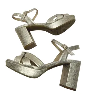 LifeStride Lucky Gold Metallic Platform Block Heel Sandals 6M Champagne thumbnail 6