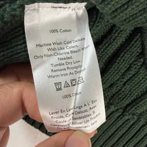 Eddie‎ Bauer Womens XS Forest Green 100% Cotton Cable Knit Crew Neck Sweater thumbnail 3