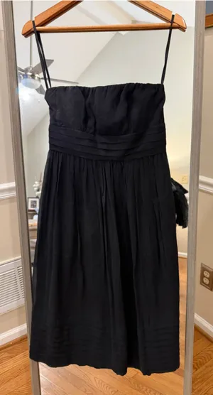 Women's J.CREW Black Strapless Dress Size 4 Silk thumbnail 1