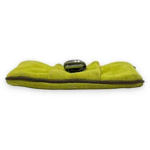 Levenger Wristlet Wallet Lime Green Suede with Brown Leather Trim and Buckle thumbnail 9